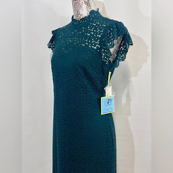 CECE Hunter green lace mini dress size 4. - Picture 4 of 13